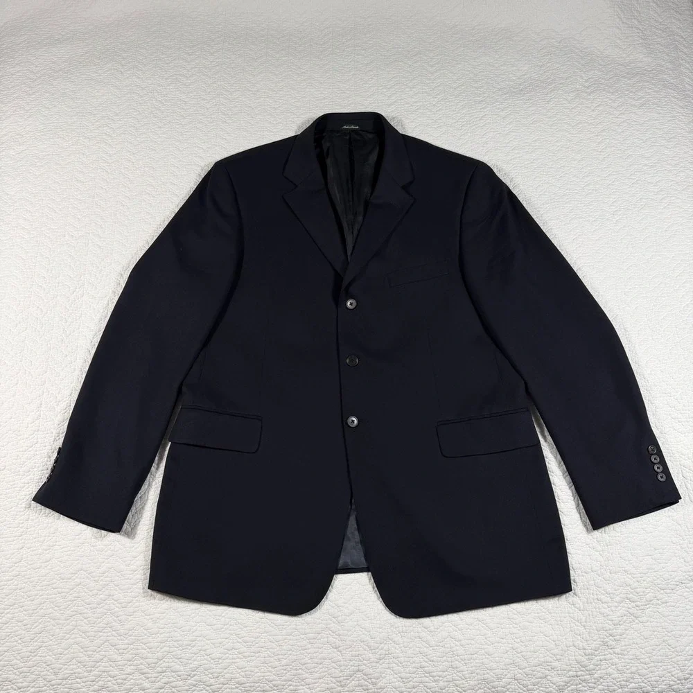 Vintage J. Crew Navy‎ Wool Blazer Jacket Men's Size 46R Made in Canada